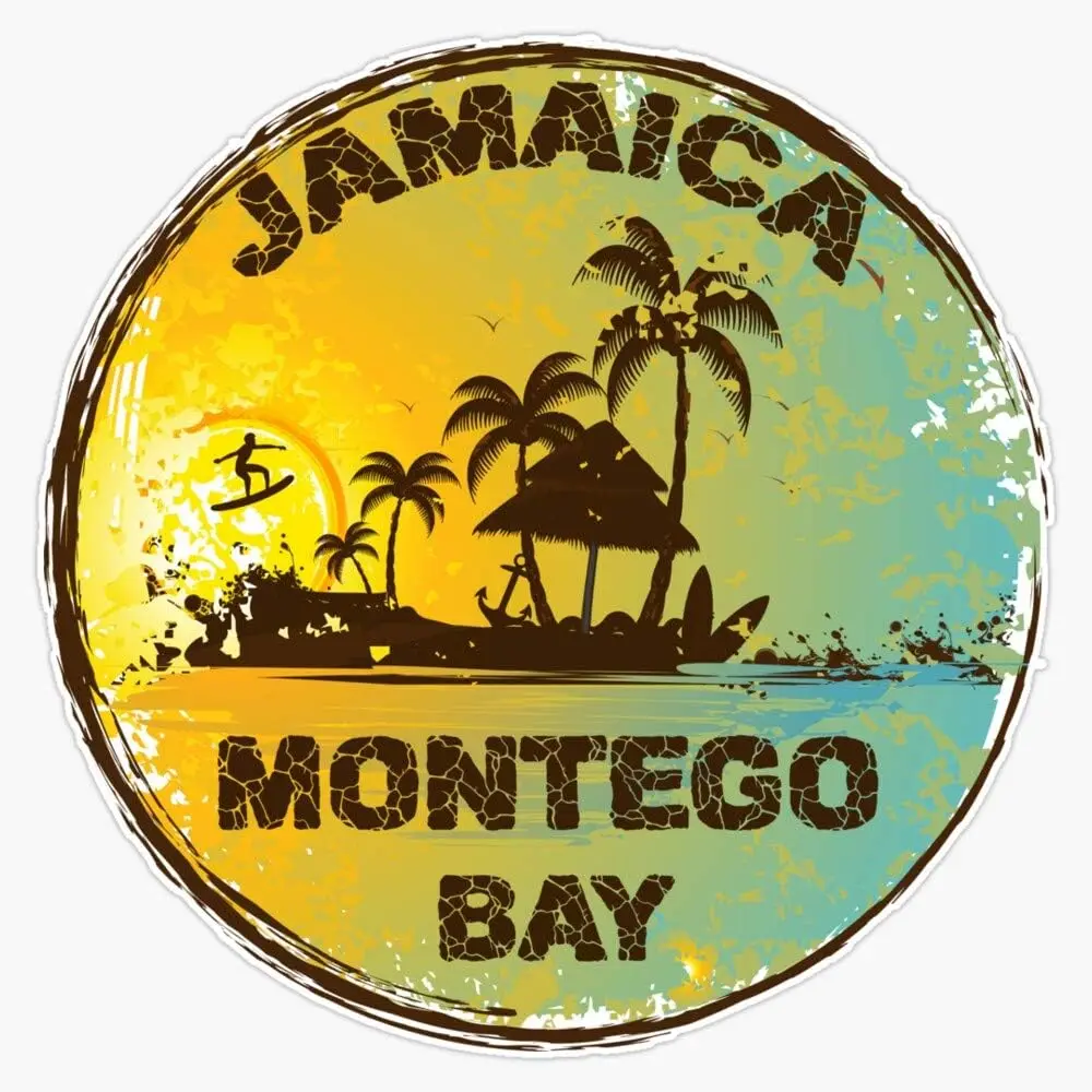 Retro Montego Bay Jamaica Art Design Bumper Sticker Window Vinyl Decal