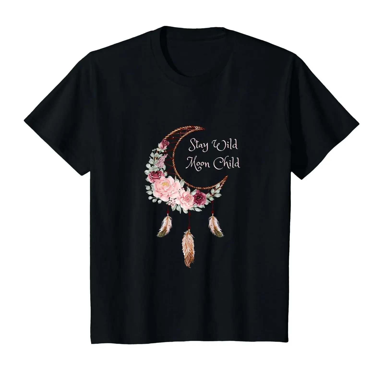 Stay Wild Moon Child Dream Catcher T Shirt vintage Washed Unisex designer clothes Soft Slightly Versatile homme Breathable