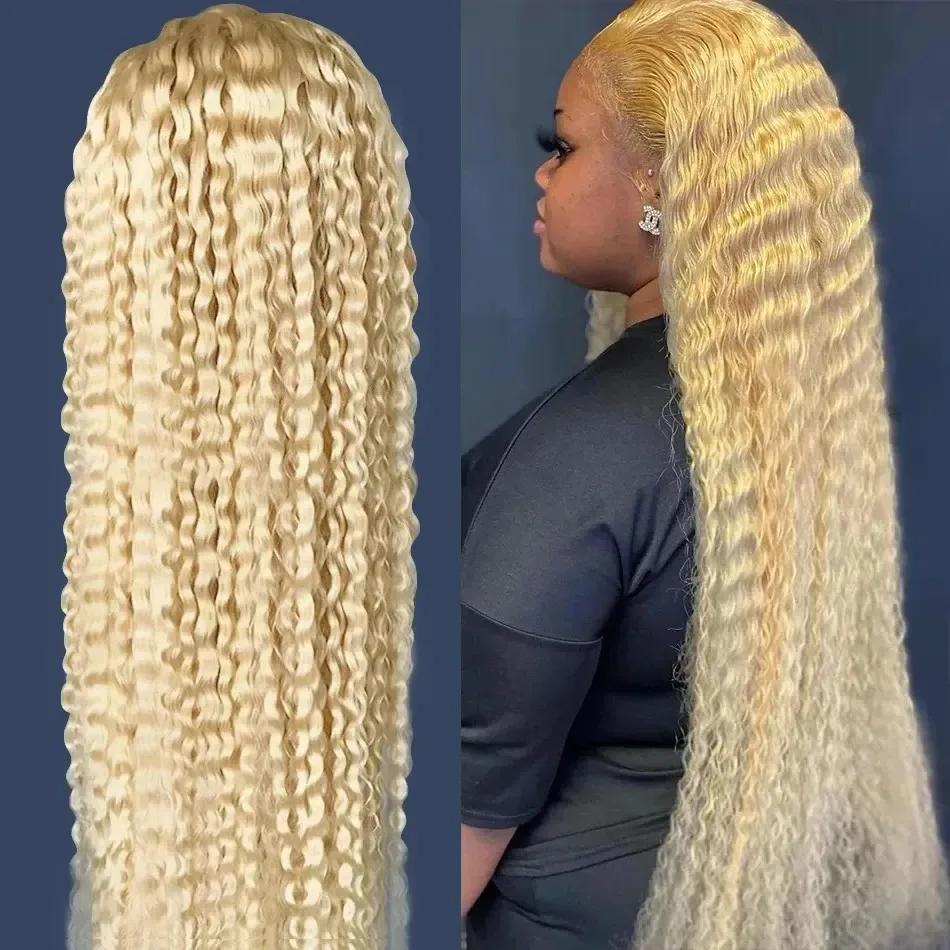 Curly Wigs 32inches 613 Lace Front Wig Synthetic 13x4 Transparent HD Lace Frontal Wig For Women Blonde Wig Synthetic Pre Plucked