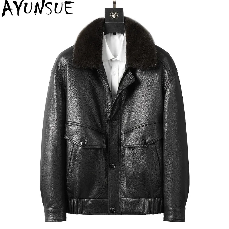 Luxury Real Goatskin Leather Jacket Men