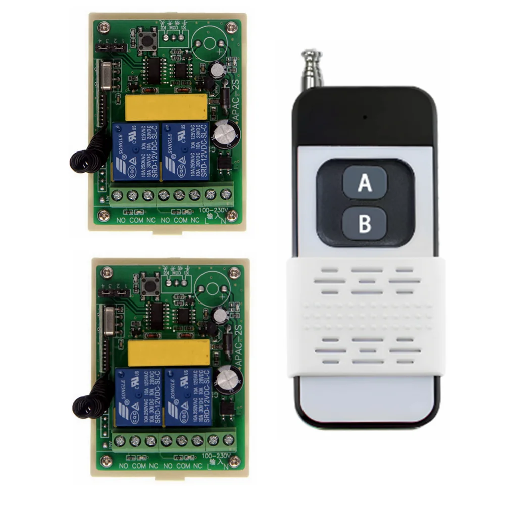 Wireless RF remote control switch with AC110V/220V two-way repeater for controlling lamps irrigation pumps and motor equipment