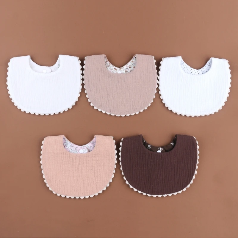 New Design Korean Cotton Gauze Baby Bibs Lace Floral Newborns Baby Feeding Saliva Towel Burp Cloth Scarf Infant Baby Accessories