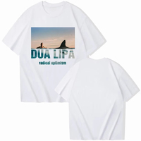 2025 Dua Radical Optimistic Lipa Vintage Print Loose Comfortable T-shirt O Collar Trend Short-sleeved T-shirt Fans Gift Everyday