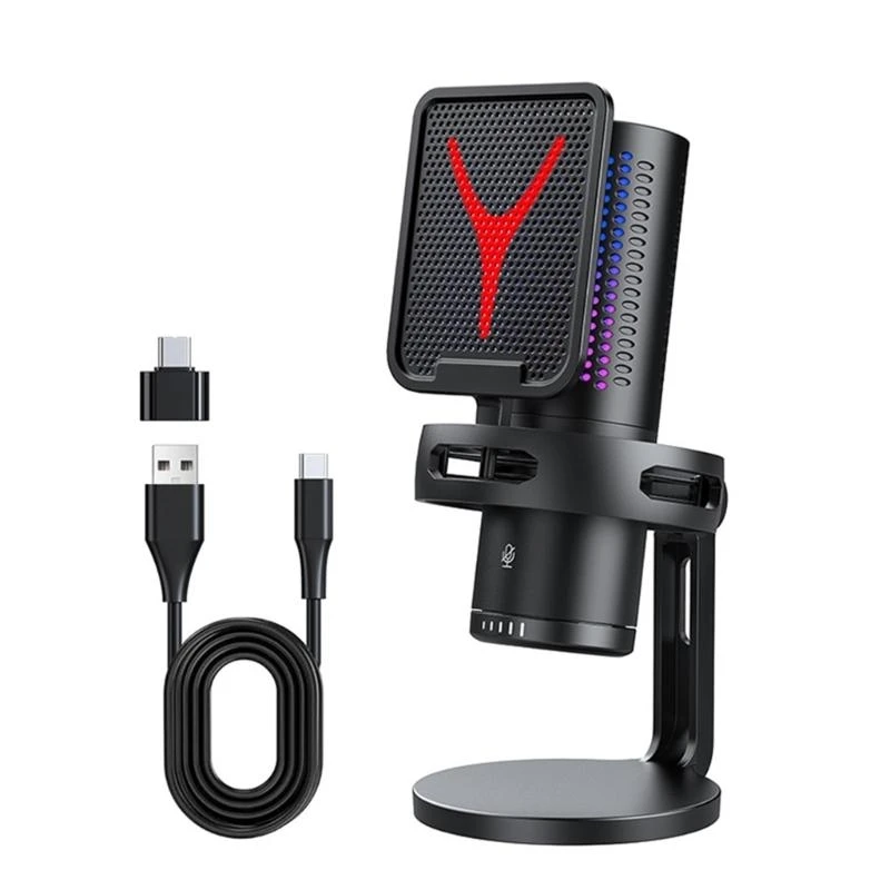 Microfone condensador USB com suporte para PC Gaming Streaming Podcasting 83CE