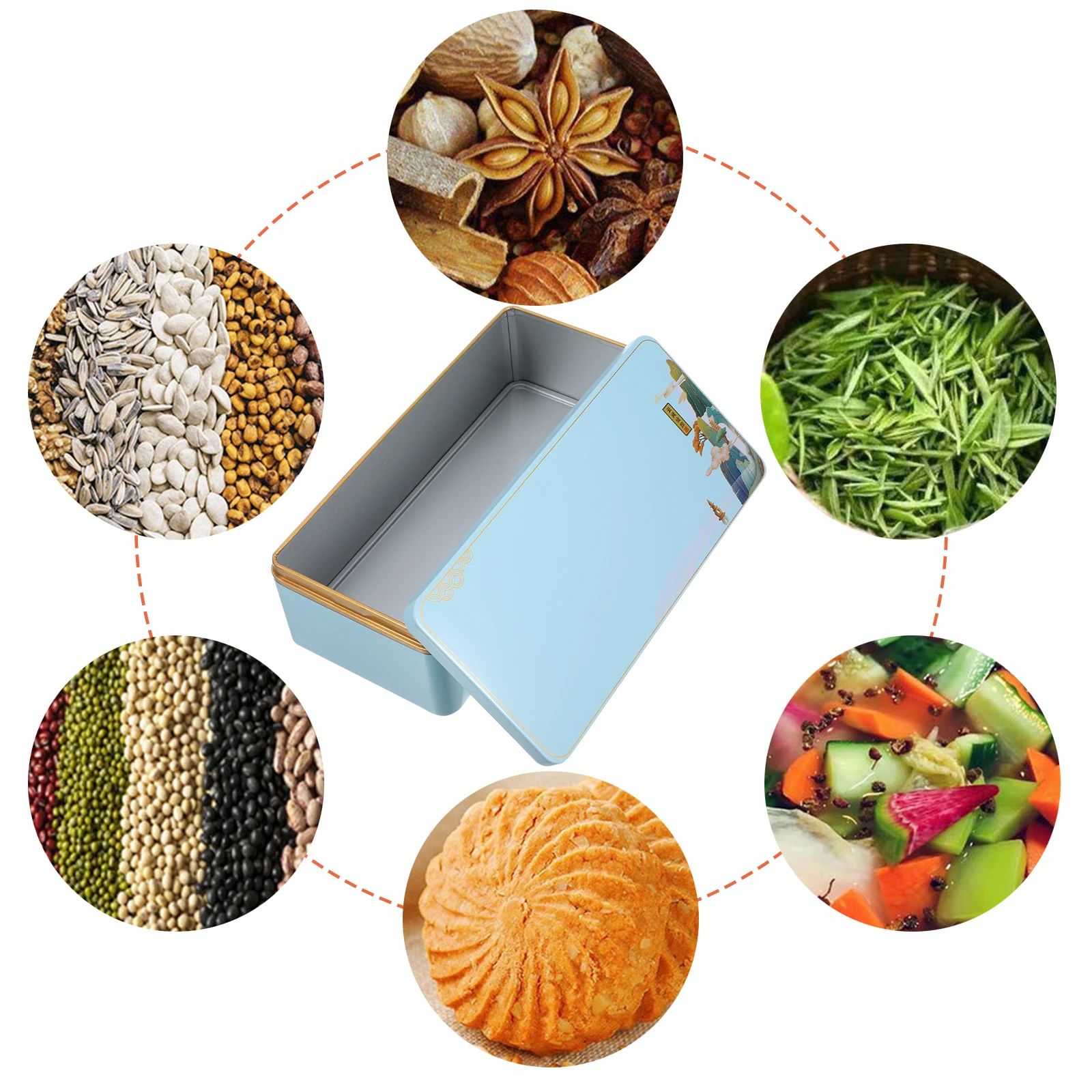 

1pc Jar Tinplate Metal Canister For Loose Tea Leaves Airtight Food Storage Container Kitchen Tea Tin Can Sealed Jar Dried Fruit