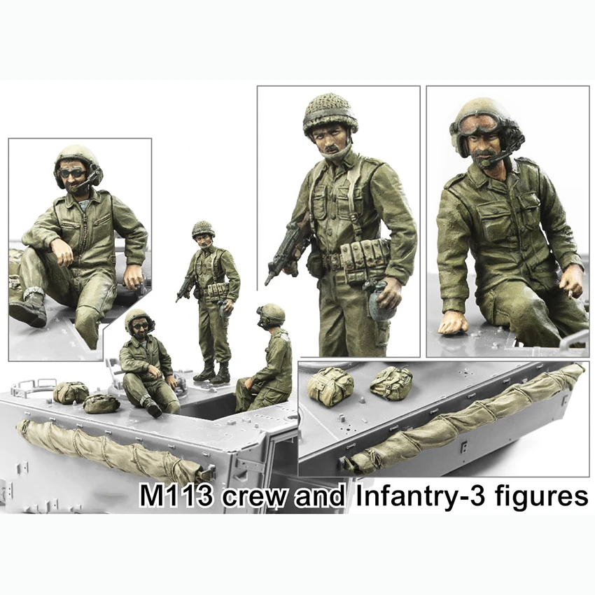 1/35 harsmodel karakterkit Gk, tankbemanning met 3 personen en pakket, ongeverfde montagekit