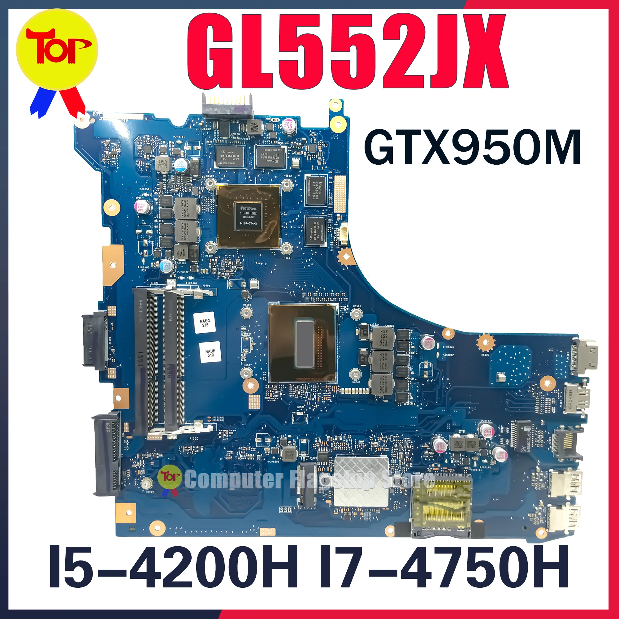 GL552JX Laptop Motherboard For ASUS ROG ZX50J PX-PLUS GL552J GL552 ZX50JX I5-4200H I7-4750H I7-4710H GTX950M Mainboard 100% Work