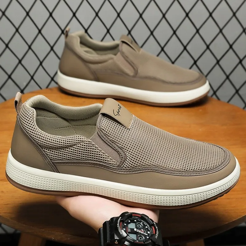 Men's Canvas Shoes Breathable Mesh Shoes Comfortable Casual Sneakers for Men Non Slip Vulcanized Shoes Classics Slip-On Loafers