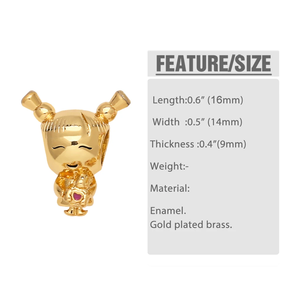 OCESRIO Trendy Enamel Boy Girl Charms for Bracelet Copper Gold Plated Coffee Cup Pearl Ring Jewelry Making Supplies chma256