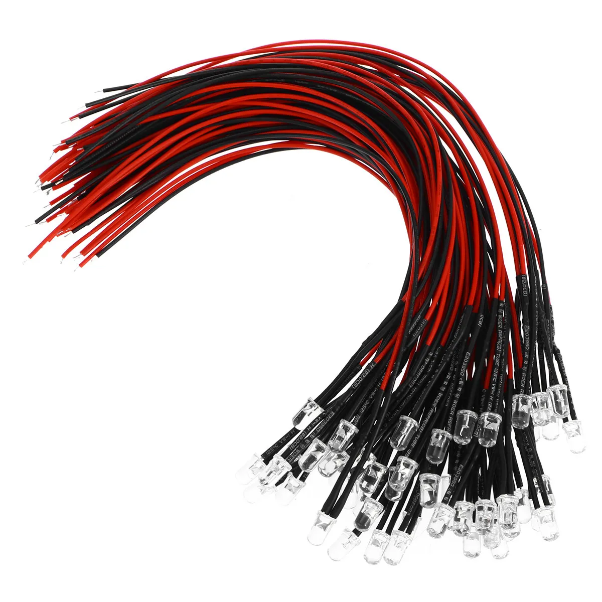 

50Pcs 12V Pre-Wired LED Lamp Beads 5Mm Purple Bright Emitting Diodes Flexible Cable Easy Soldering Rc Cars DIY