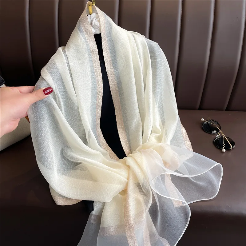 Modischer Luxus Einfarbiger Langer Seidenschal für Damen Weicher Glatter Schal Kopftuch Hijab Outdoor-Schal Langer Umhang Strandtuch – Detail 37