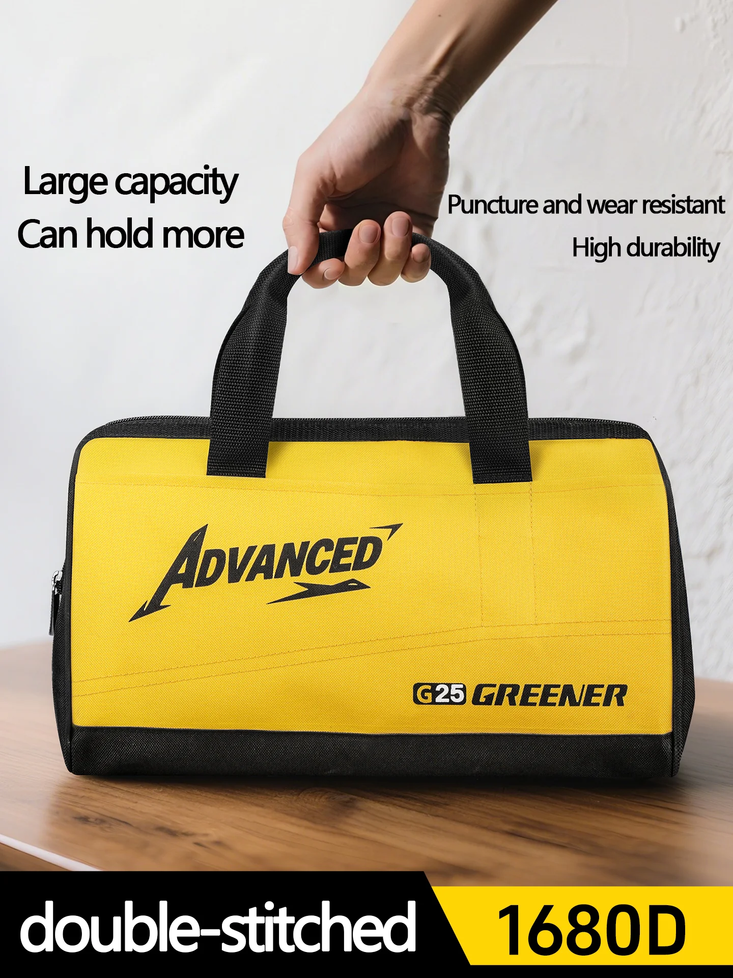 ヘビーデューティー厚手キャンバスツールバッグ 電気技師用 5層補強 防水 ポータブルオーガナイザー ハンマー用広々スペース