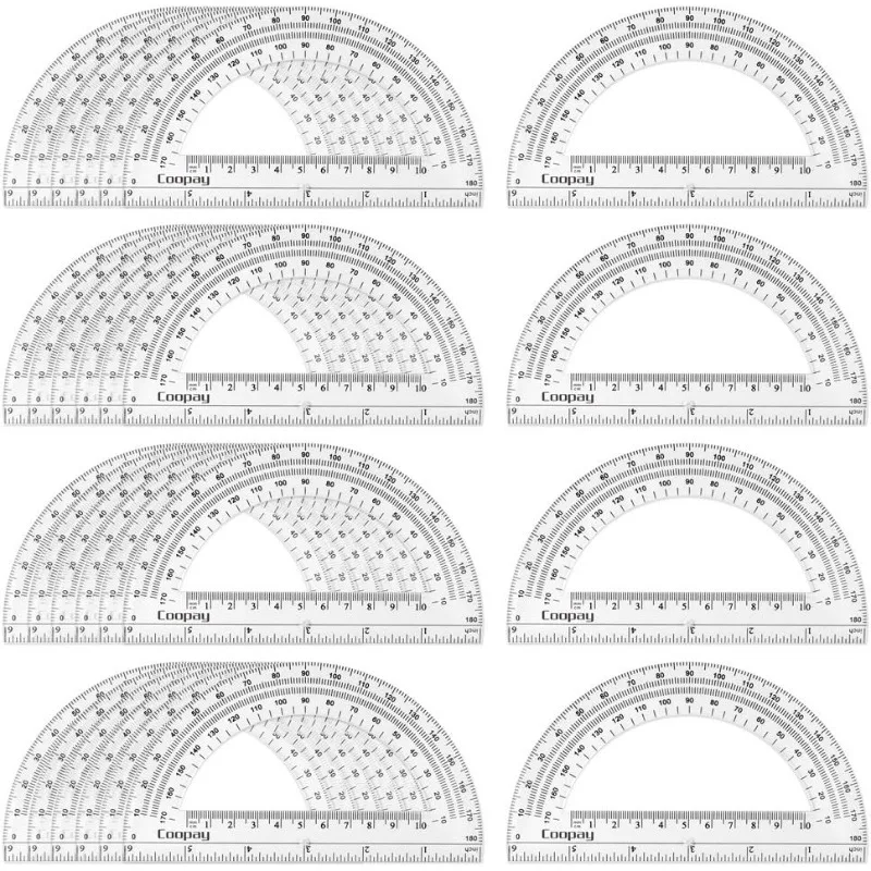 

Coopay 24 Pack Plastic Protractors Student Math Clear Protractor Set 180 Degrees for Angle Measurement, 6 Inches