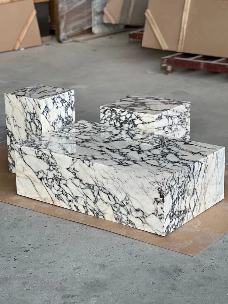 marble coffee table high and low combination creativ light luxury high-end coffee table three-piece set
