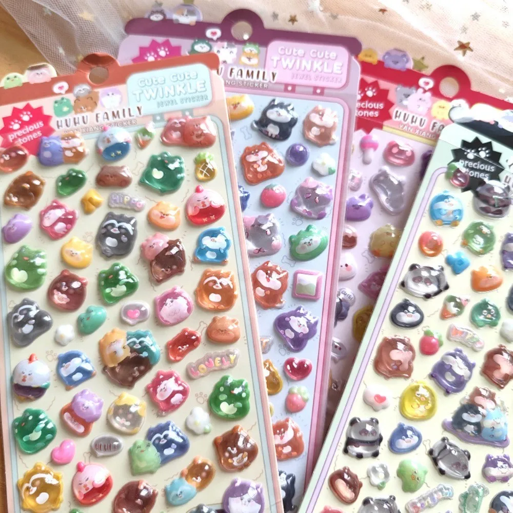 ملصقات حيوانات كاواي منقوشة ثلاثية الأبعاد مكونة من 4 قطع - ديكور كرتوني للأطفال للهواتف وأجهزة الكمبيوتر المحمولة وحقائب الظهر متجر ملصقات BulingBuling