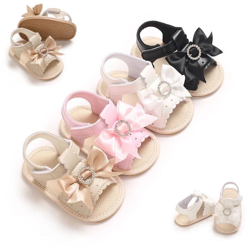 Sweet 0-18M Baby Shoes With Soft Rubber Soles And Anti Slip Sandals For Summer Cute Bow Decoration For Baby Girls' Walking Shoe