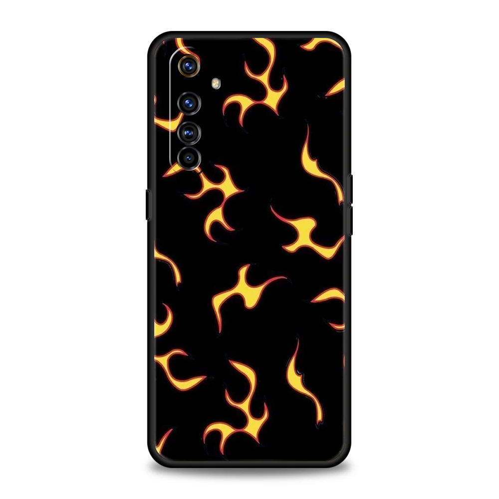 Red Black Art Flame Soft Phone Case For Oppo A12 A15 A16 A74 A76 Find X5 Pro A54 A53 A52 A95 Reno 6 7 SE Z A9 2020 Pro 5G Cover