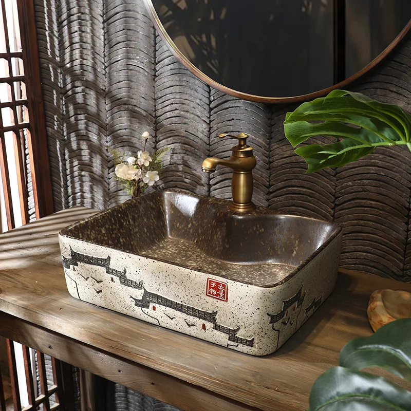 

Duomeiwang Taiwan basin washbasin square home bathroom art basin