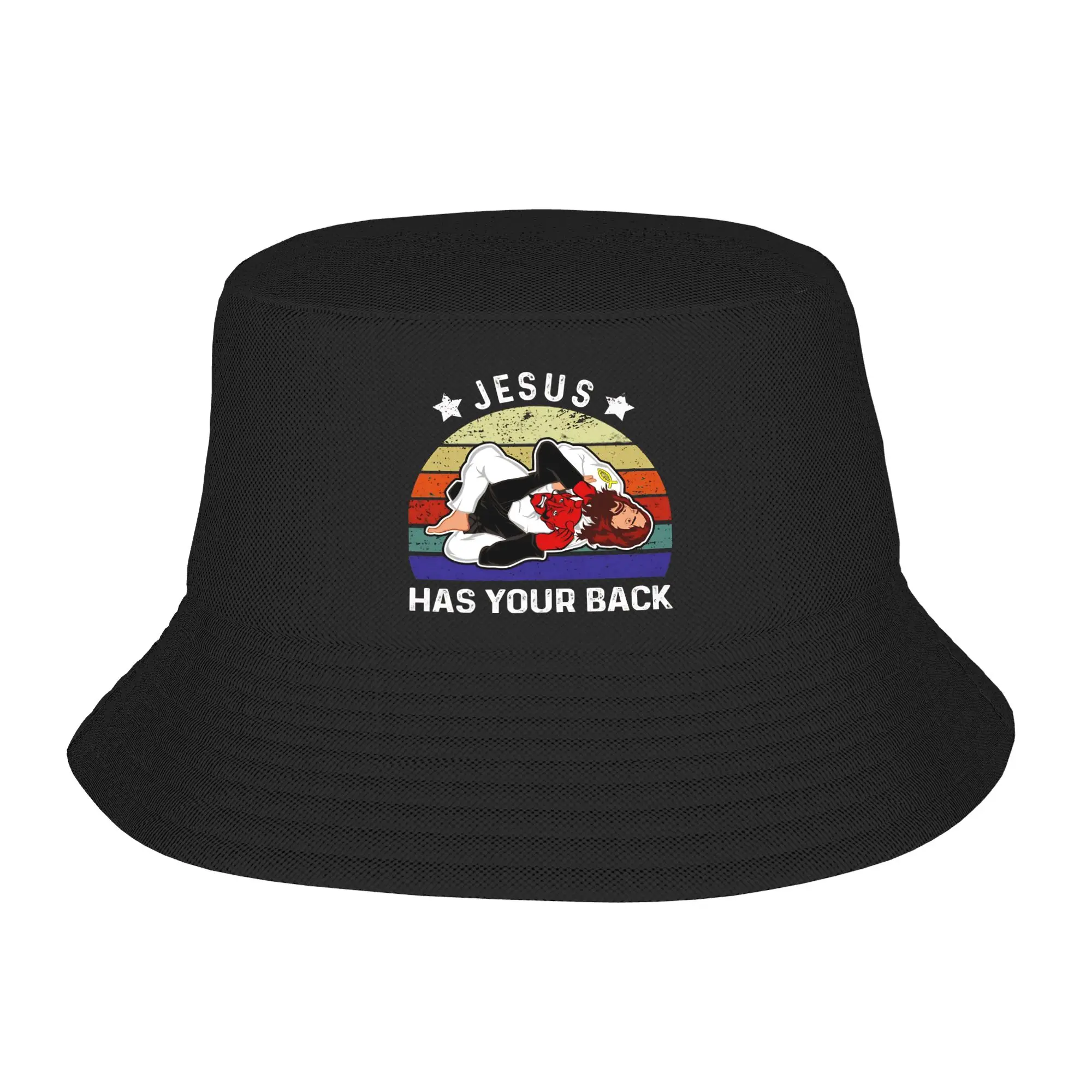 Jesus Has Your Back Jiu Jitsu Bucket Hats Gifts For Girl Cute  Vocation Caps For Travel Lightweight