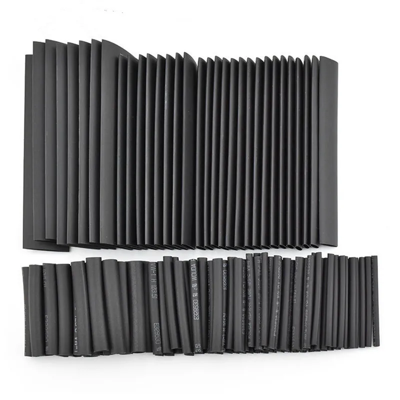 2025 Hot 127pcs/pack 2-13mm Black 2:1 Assortment Heat Shrink Tubing Tube Car Cable Sleeving Wrap Wire Kit Useful Electric Tubing