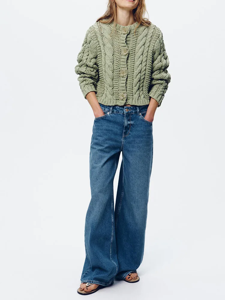 

Spring New Arrival Women's Knitted Long Sve round Ne Floral Jaet Versatile Light Weight Commute Sle Outerwear