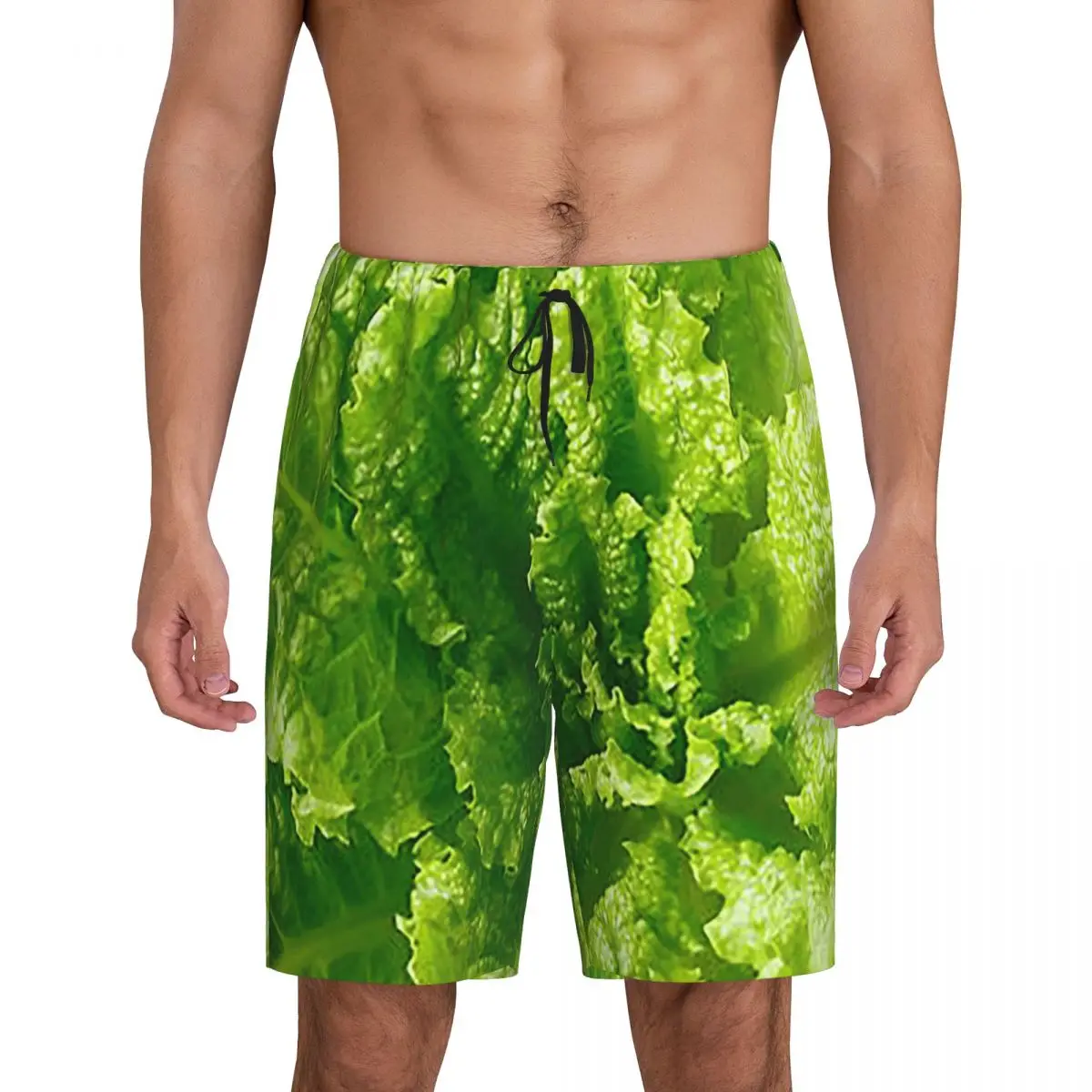 

Custom Lettuce Closeup Short Pajama Pants Men Sleepwear Sleep Lounge Bottom Shorts Sleeping Pants
