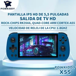 Powkiddy-ゲームハンドヘルドコンソール、オープンソースレトロコンソール、キッズギフト、rk3566、5.5 