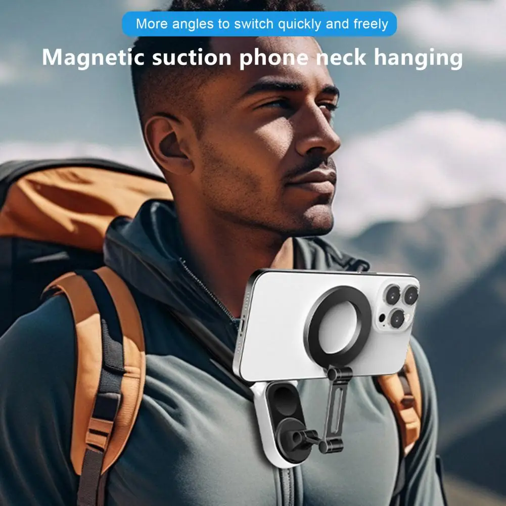 Zinc Alloy Pole Lifting Phone Holder Hands-free Magnetic Neck Mount for Phones Quick Release Pov/vlog Selfie Holder Insta360