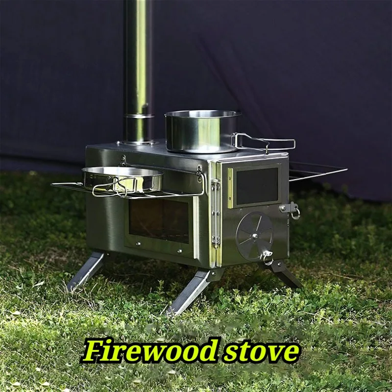 

Outdoor Overnight Wood Stove Stainless Steel Durable Portable Removable Fire Heating Stove Burning Furnace Camping Supplies