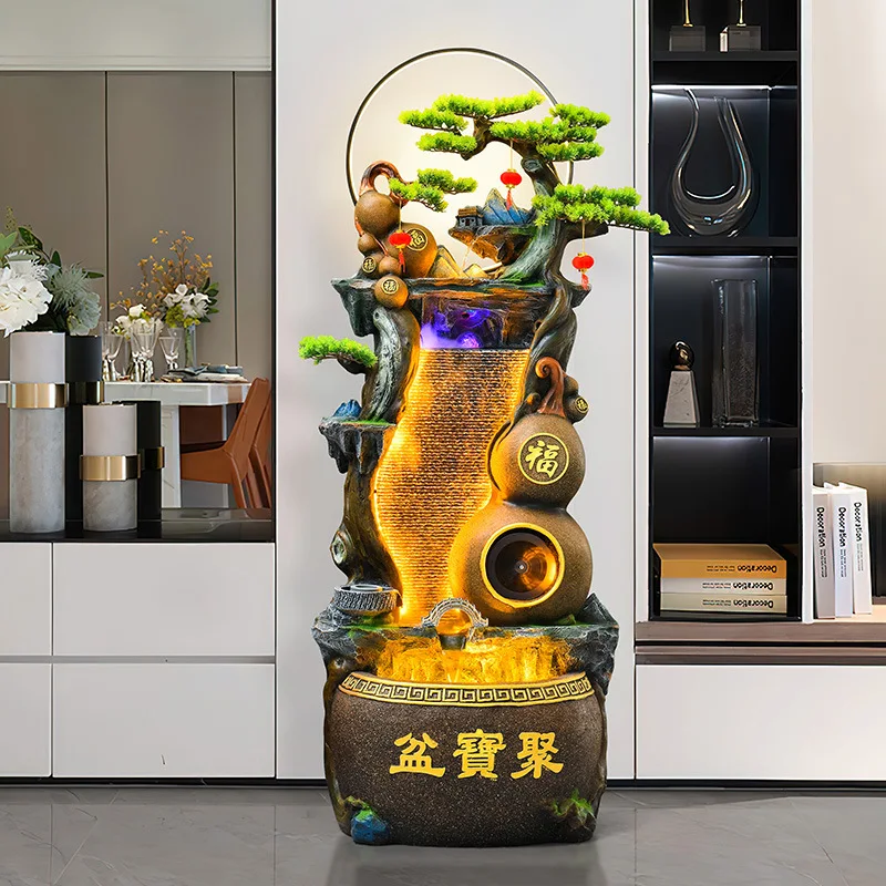 Rockery, flowing water ornaments, circulating fountains, landing feng shui wheels, living room landscaping company opening gifts