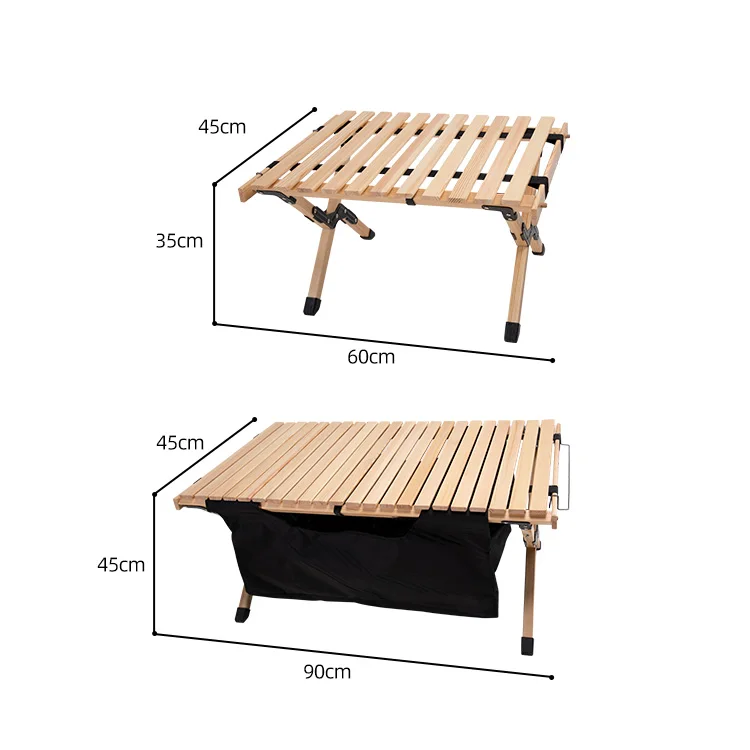 World Sourcing 2 In 1 Lightweight Aluminum Camping Pine Wood Table Outdoor Folding Picnic Table