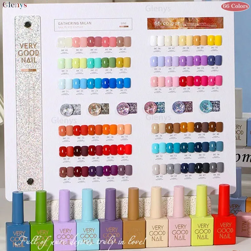Glenys 66 color nail polish glue one bottle of one color white foam gel factory direct sales nail salon art varnish set