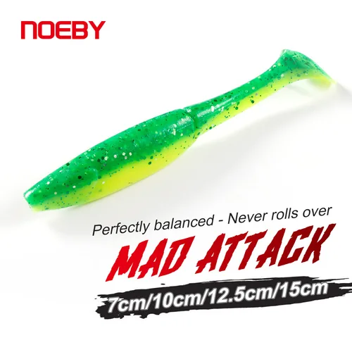 NOEBY-señuelo suave de silicona, 7cm, 10cm, 12,5 cm, 15cm, sábalo, cebo Artificial suave, Swimbait, depredador, señuelo suave, trucha, Lucio, Señuelos de pesca