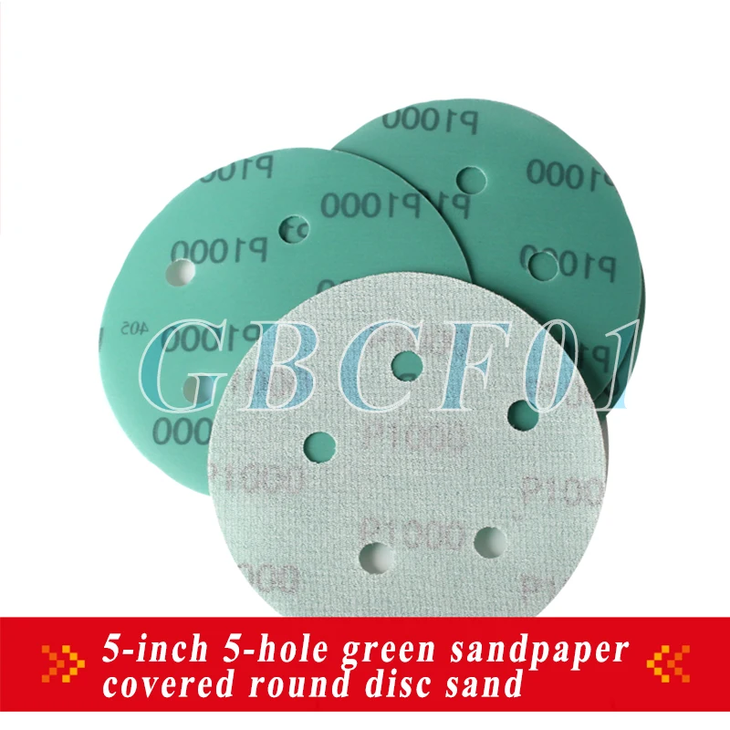5 Inch 125MM PET Film Hook And Loop Sanding Discs 5 Holes 40-2000 Grits Aluminum Oxide Wet Dry Sandpaper for Car Paint Finish