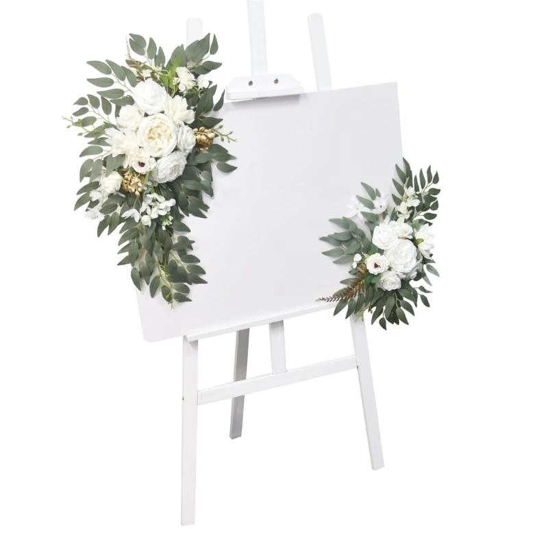 

2Pieces Artificial Flower Swag for Wedding Arch Wedding Ceremony Sign Table Centerpieces Decoration Flower Arrangements 15UB
