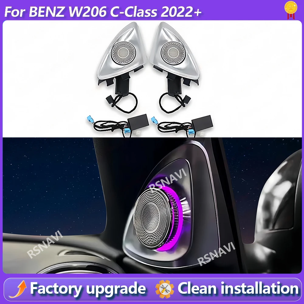 

For Mercedes Benz C-Class W206 C300 2022 RGB New 64 Colors 4D Rotating Tweeter Speaker LED Ambient Light Car Horn Retrofit