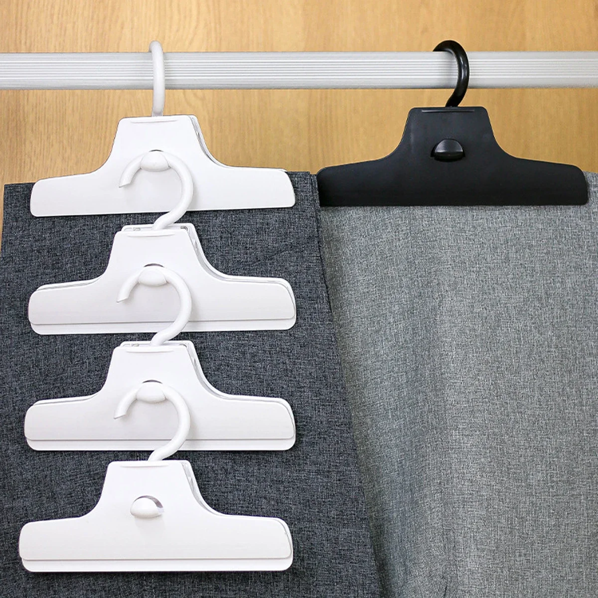Rotatable Stackable Non-marking Clothes Hanger Clips Pegs Widen Closet Clothes Organizer Pants Drying Storage Laundry