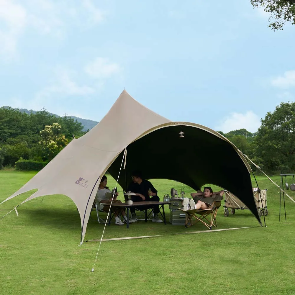 MOBI GARDEN Acampamento preto revestimento Tarp impermeável e UV resistente grande espaço pára-sol borboleta Oxford