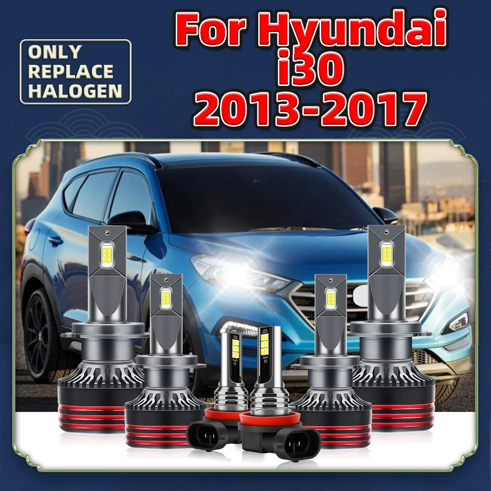 LED Headlight Turbo Car Bulbs Auto High Low 12V For Hyundai i30 Vehicles 2013 2014 2015 2016 2017 Replace CSP Lamps 33000LM 220W