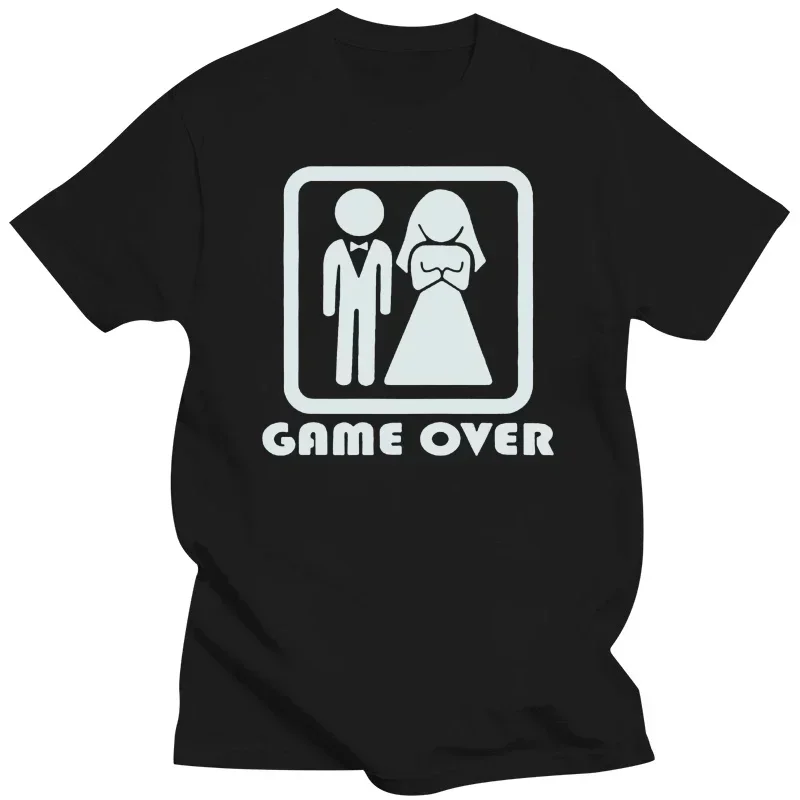 Game Over Bride Groom Single Party T-shirt Fun T-shirt Women\'s Clothing Short Sleeve Camo T-shirt