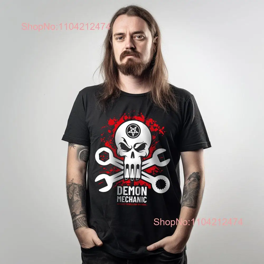 Men's Goth Emo T Shirt Demon Mechanic Streetwear Alt Fashion Brand long or short sleeves