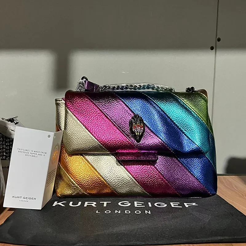 Kurt Geiger London Multi-Coloured Patchwork Crossbody Bags For Women UK Brand Designer Fashion Trend Handbag PU Shoulder Bag