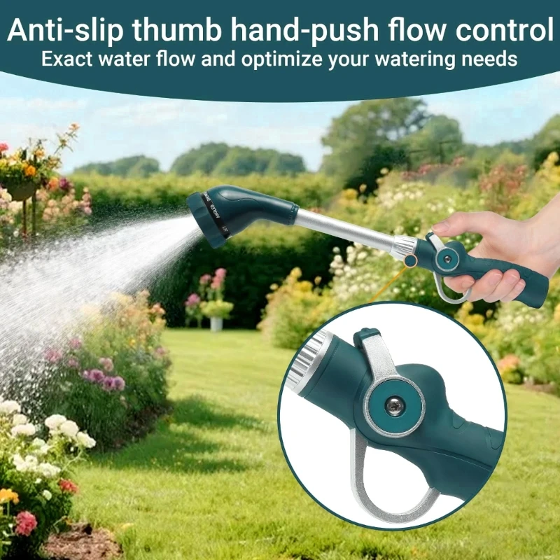 D0AD 8 Function Garden Hose Nozzle With 16 Inch Extension And 8 Patterns Suitable For Precise Watering Plant Care