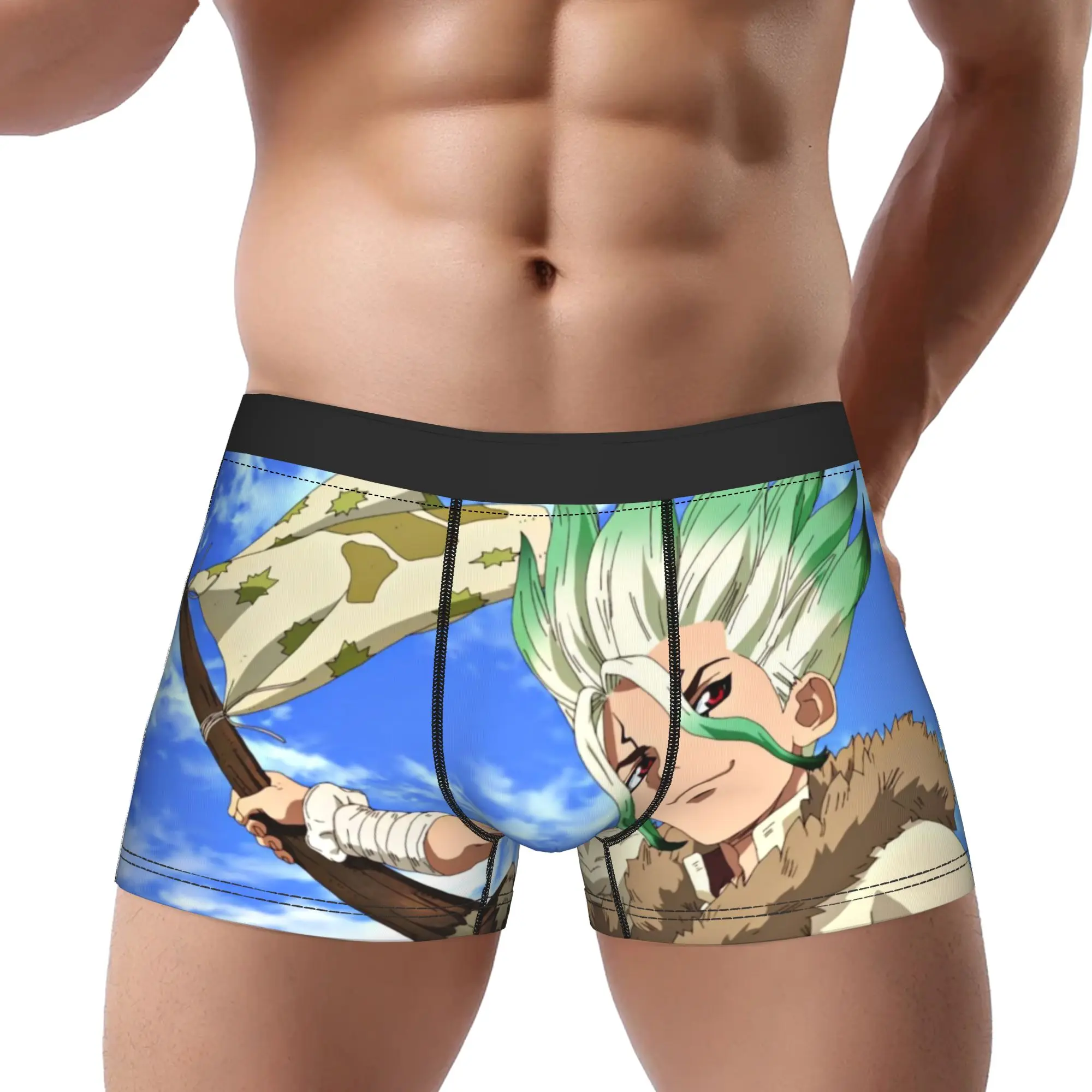 

Трусы Dr Stone, мужские трусики, мужское нижнее белье, шорты с принтом Dr Stone, трусы-боксеры