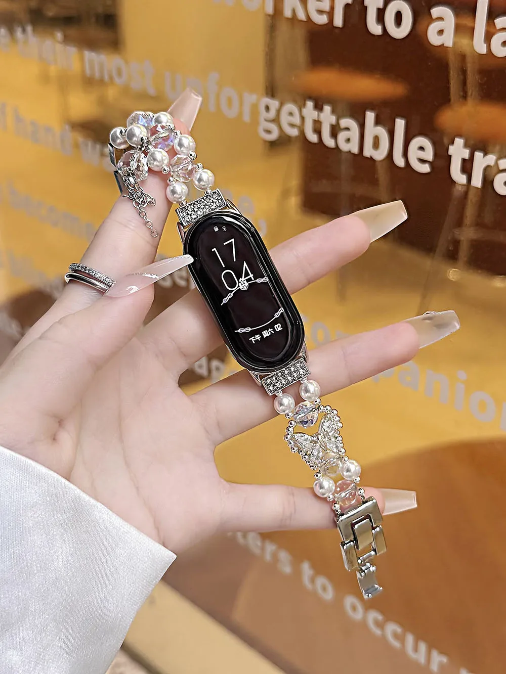 Faixa brilhante para xiaomi smart band 8/9/10 pulseira feminina elegante com pulseira de metal de cristal brilhante para mi band 10/9/8