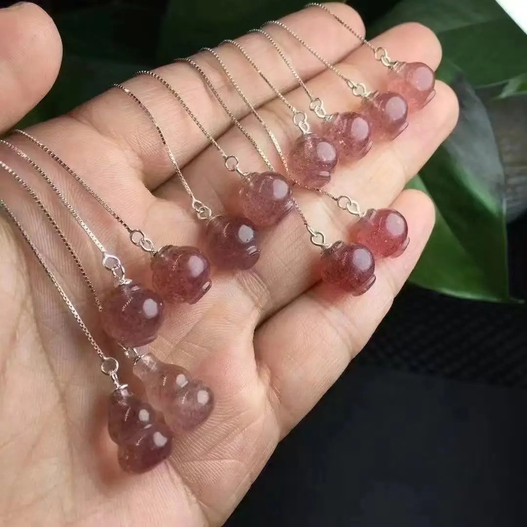 

Одна пара серебра 925, натуральный красный клубничный кварц, целебный кристалл, калабаш/фонарь, ушные коды для ювелирных изделий, подарок