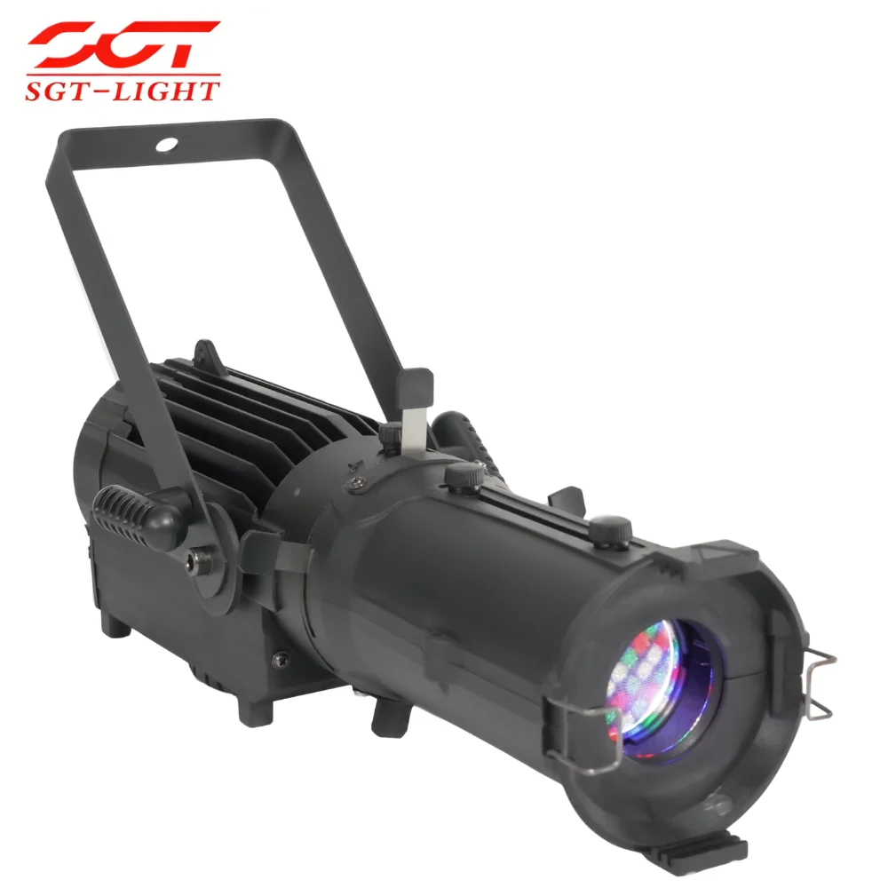 Mini RGBW LED Ellipsoidal Profile Light 80W 18-28 Degree Zoom DMX512 Stage Spot for Theater Church Wedding Studio Use Pro