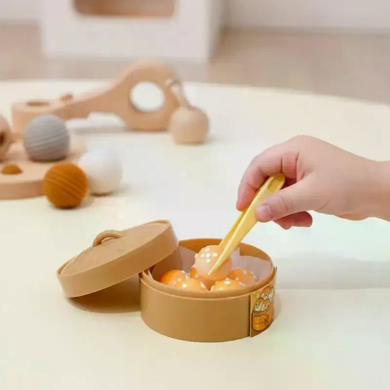 Mini Steamer Bun Squeeze Toy Set Slow Rising Simulation Food Soft Mochi Toy Portable Stress Relief Kids Adults Party Gift