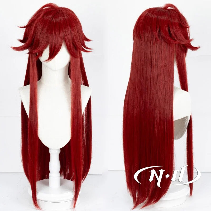 ND Grelle-pelucas de Cosplay de Anime, pelo largo rojo oscuro, Kuroshitsuji Black Butler, para cómic Con Coser, Halloween