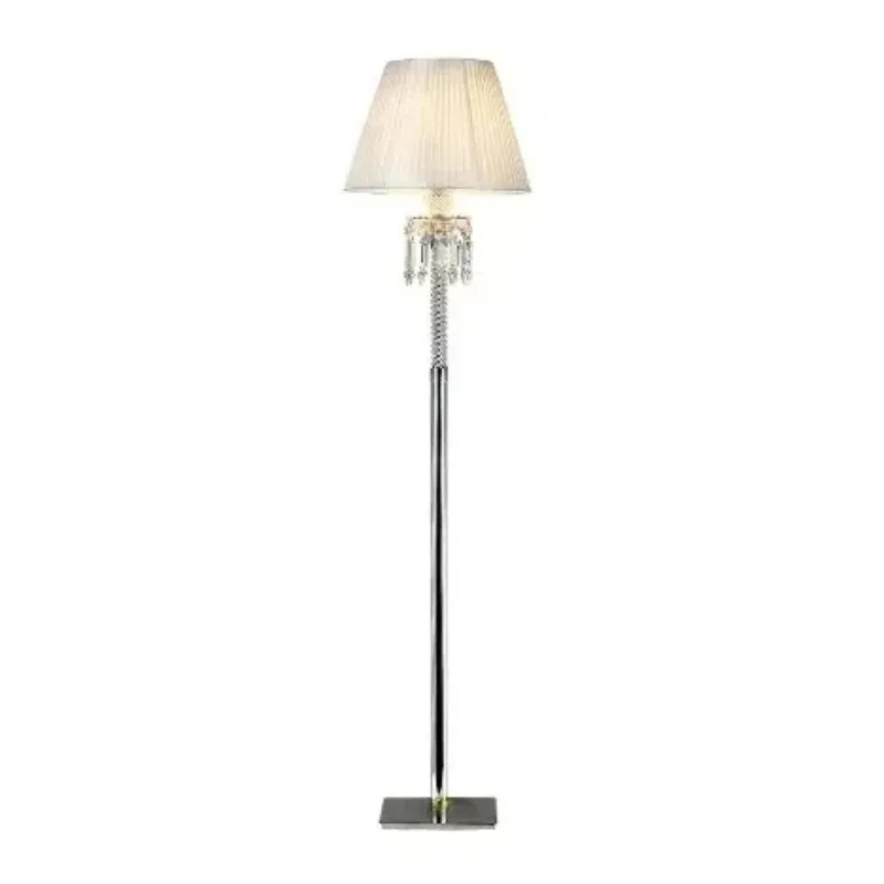#Luxury Crystal Floor Lamp Modern Decorative Stylish Floor Lamp With Stainless Steel Base White Shade Night Stand Lamp